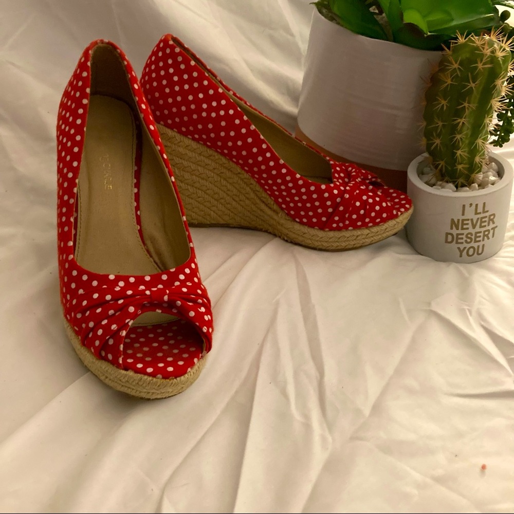 Charming Charlie 4” Polka Dot Espadrille Wedges
